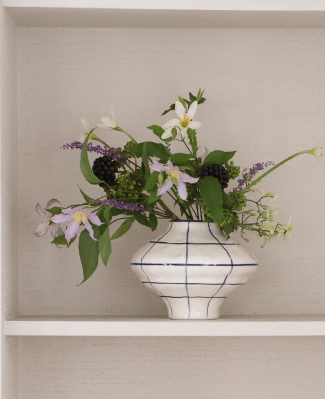 Hand-Drawn Blue Ceramic Vase (H15cm)