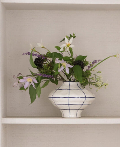 Hand-Drawn Blue Ceramic Vase (H15cm)